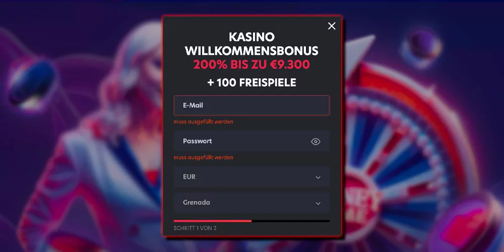 Entering personal data to create an account