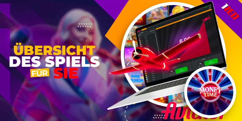 Übersicht über das Spiel Aviator auf der Website des Casinos 1red